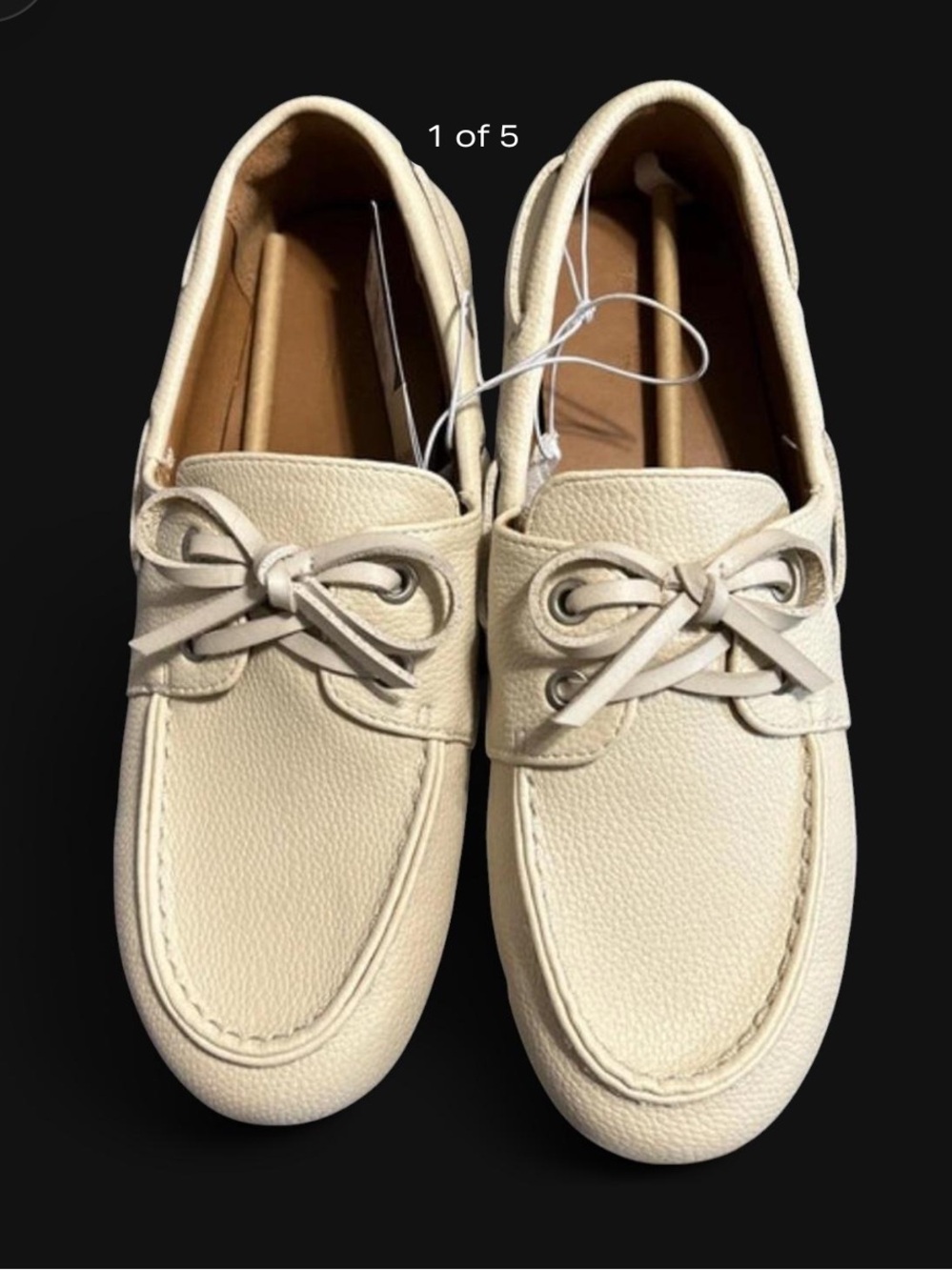 Universal Thread Cream Pebbled Moccasin Boat Shoes